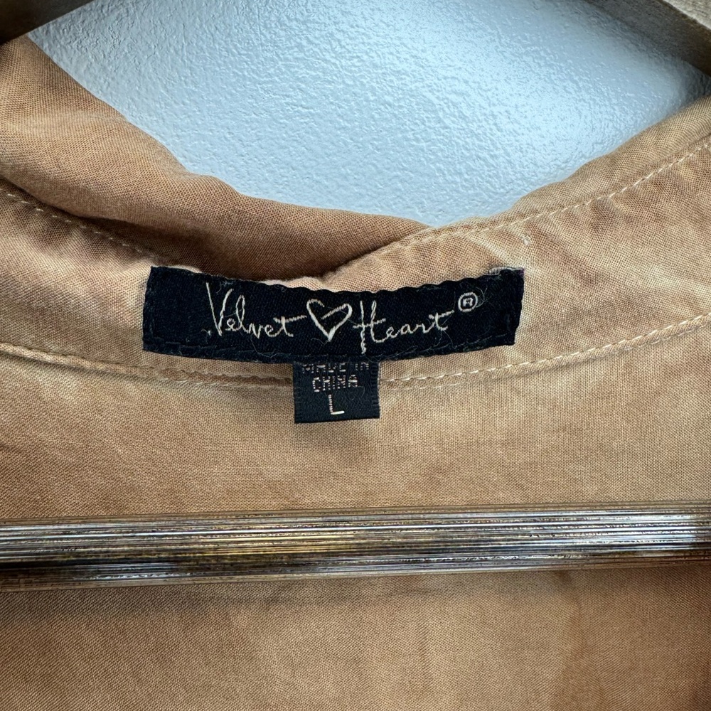 Velvet Heart Washed Rust Brown Button Down Front Pocket Shirt Size Large - Picture 4 of 11